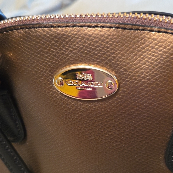 Coach Two-Tone Bronze and Black Mini Cora Satchel/Crossbody Bag - Picture 2 of 8